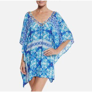 NWT La Blanca swimsuit bikini Cover Up Tunic Dress Sz S/M True Blue Caftan